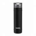 A high-resolution, centered image of a glossy black 24 oz bubba DualSip bottle with its smoke gray cap.