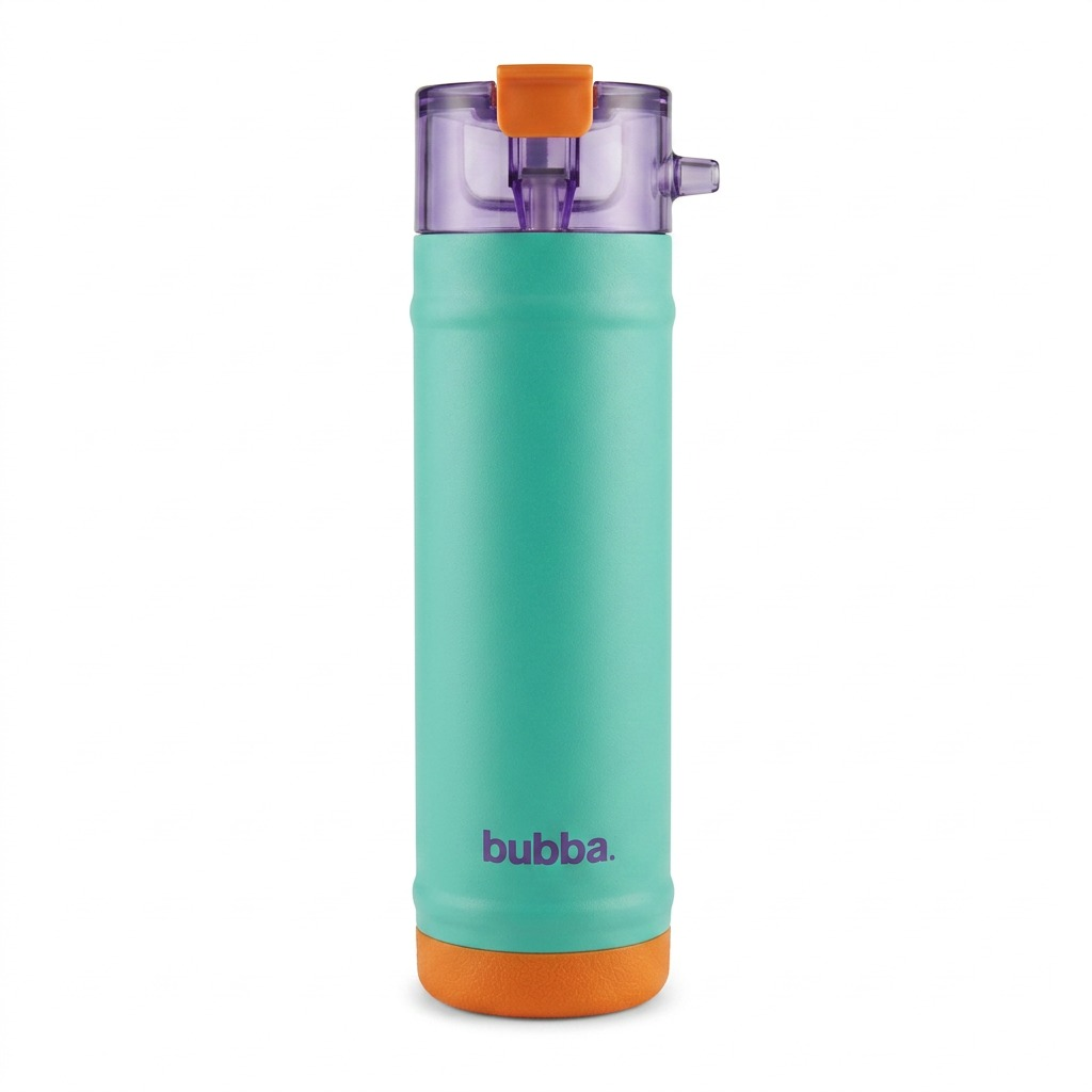 A high-resolution, centered view of the Bubba 24oz Dual Sip Insulated Water Bottle in Field Trip colors, against a pure white background.