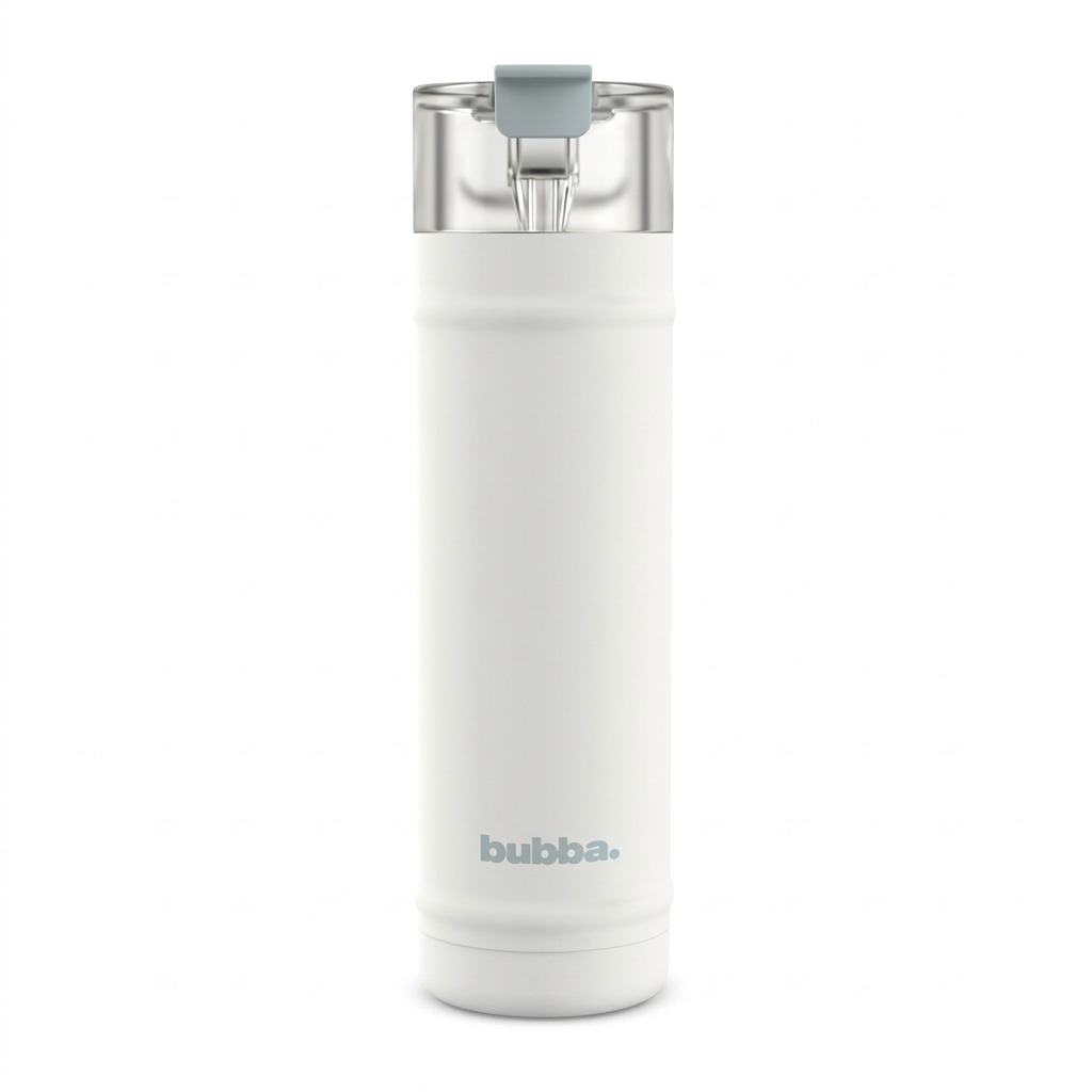 bubba DualSip 24oz Insulated Stainless Steel Water Bottle, Fresh Kicks white color, on a pure white background.
