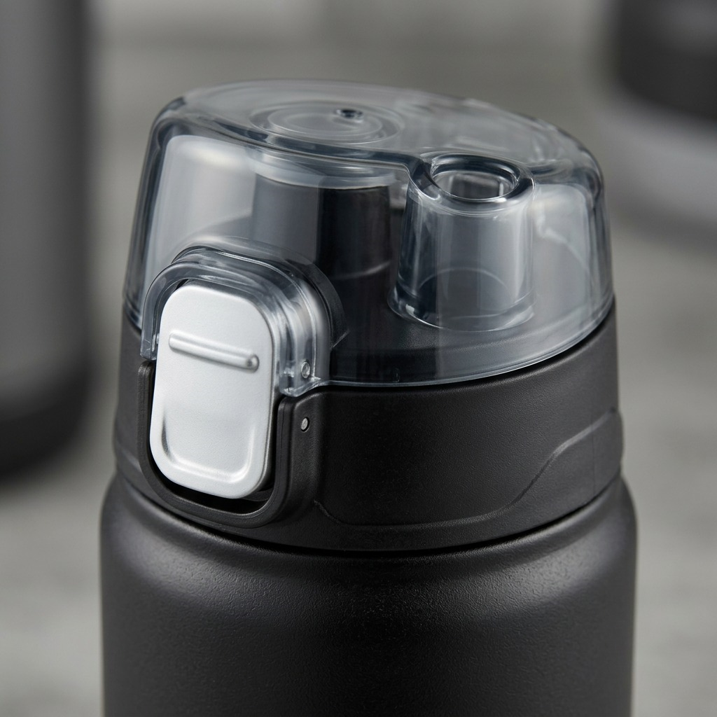 Macro photo detailing the DualSip lid of the bubba Office Siren bottle.